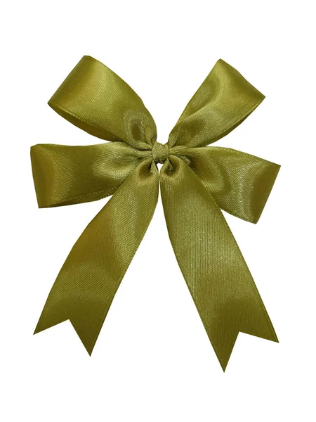 色彩艳丽 现实的缎子 海藻绿蝴蝶结和彩带 作为礼物包装元素 情人节 圣诞节 生日用缎子手工做的Bow向量 — 图库照片