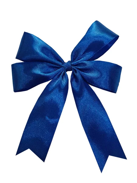 色彩逼真的钴蓝蝴蝶结和彩带作为礼物包装元素 粉红缎子为情人节 圣诞节和生日手工制作的Bow矢量 — 图库照片