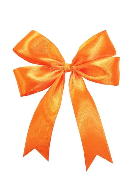 色彩艳丽 逼真的缎子色彩艳丽的橙色蝴蝶结和缎带作为礼物包装元素 粉红缎子为情人节 圣诞节和生日手工制作的Bow矢量 — 图库照片