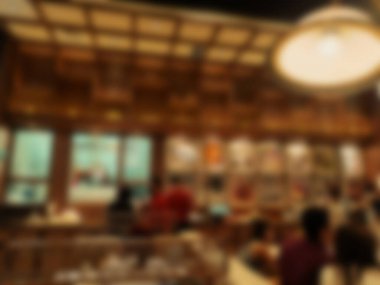 Bokeh 'deki Odaklanamayan Çin Lokantası' nın retro etkisi, bulanık doğulu resto arka planı.