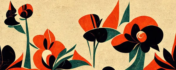 Art Deco Vintage Blumen Mit Elementen Des Kubismus Retro Blumenmuster — Stockfoto