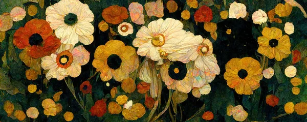 Design Flores Inspirado Gustav Klimt Projeto Padrão Flores Silvestres Para — Fotografia de Stock