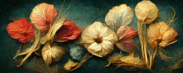 Blumendesign Inspiriert Von Leonardo Vinci Wildblumen Muster Design Für Tapeten — Stockfoto