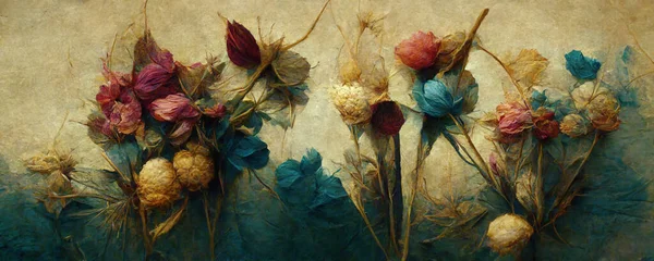 Blumendesign Inspiriert Von Leonardo Vinci Wildblumen Muster Design Für Tapeten — Stockfoto