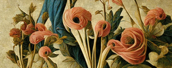 Flores Inspiradas Arte Sandro Botticelli Design Floral Fundo Texturizado Pastel — Fotografia de Stock