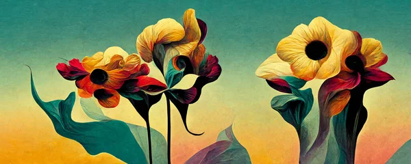 Abstrakte Traumhafte Blumen Inspiriert Von Salvador Dalis Kunst Psychedelisches Florales — Stockfoto