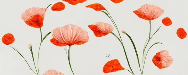 Kenzo Inspirou Flores Papoula Fundo Branco Design Padrão Simplista Texturas — Fotografia de Stock