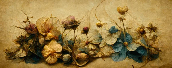 Patrón Diseño Floral Inspirado Leonardo Vinci Obras Arte Flores Silvestres — Foto de Stock