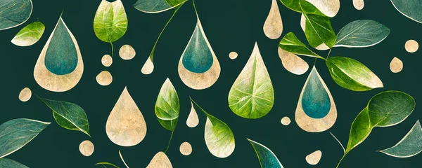 Bladeren Vegetatie Met Elementen Van Waterdruppels Een Groene Donkere Achtergrond — Stockfoto