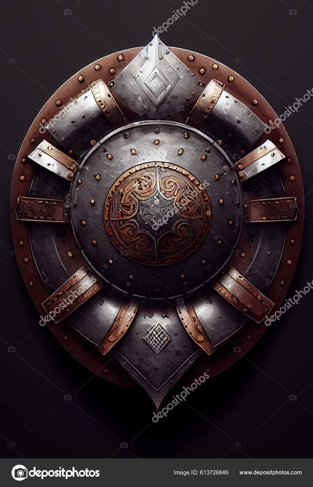 Escudo Vikingo circular plateado de 60 cm