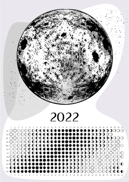 Календар Місяця 2022 Біла Південна Півкуля — стоковий вектор