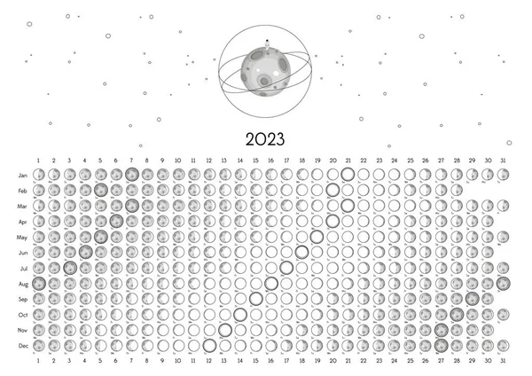 Moon Calendar 2023 Northern Hemisphere white