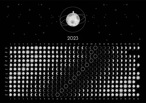 Moon Calendar 2023 Northern Hemisphere black