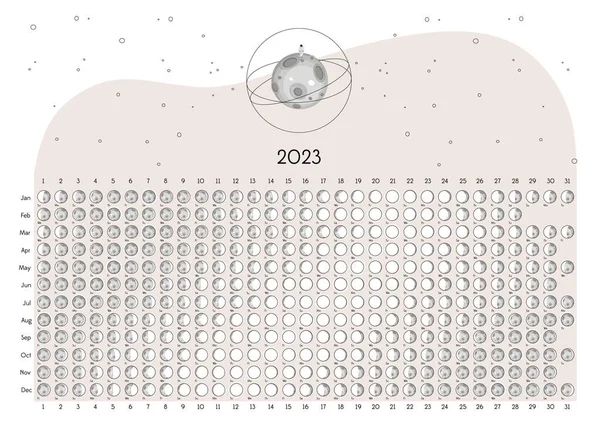 Місячний Календар 2023 Північна Півкуля Бежеве Векторна Графіка