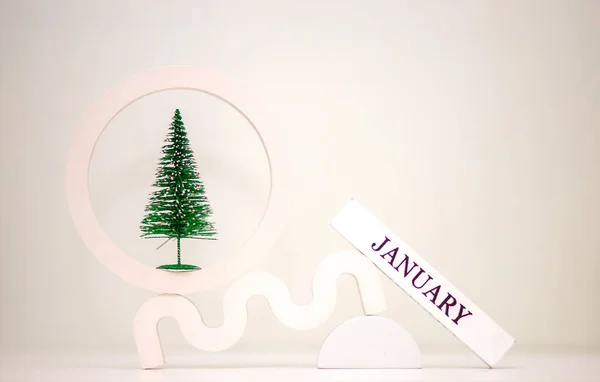 Desk Calendar Date January Concept New Year Christmas Green Trees — Stock Photo, Image