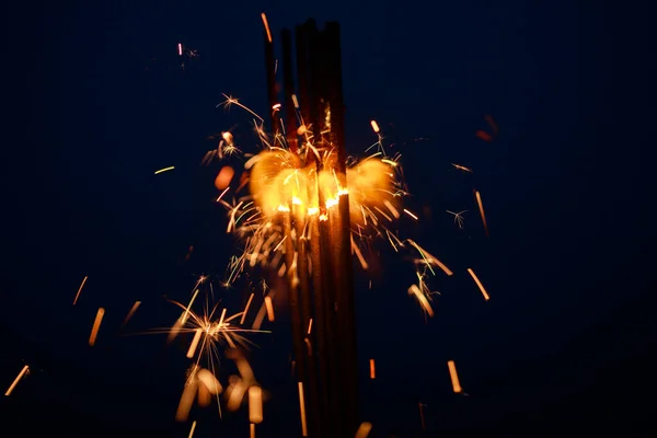 Sparklers Close Special Blur Focus Sparks — Stock Photo, Image