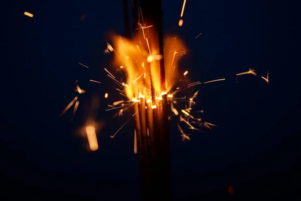 Sparklers Close Special Blur Focus Sparks — Stock Photo, Image