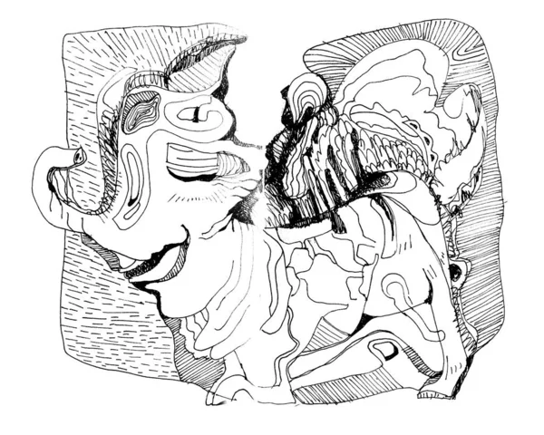 Sıra dışı fil çizimi ile soyut illüstrasyon