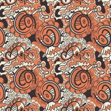  Çiçeksel, soyut, pürüzsüz desen. Vektör el çizimi benzersiz