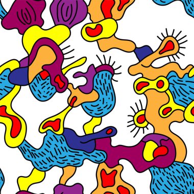  Kusursuz soyut gerçeküstü sanat eserleri, elle çizilmiş garip desenler.