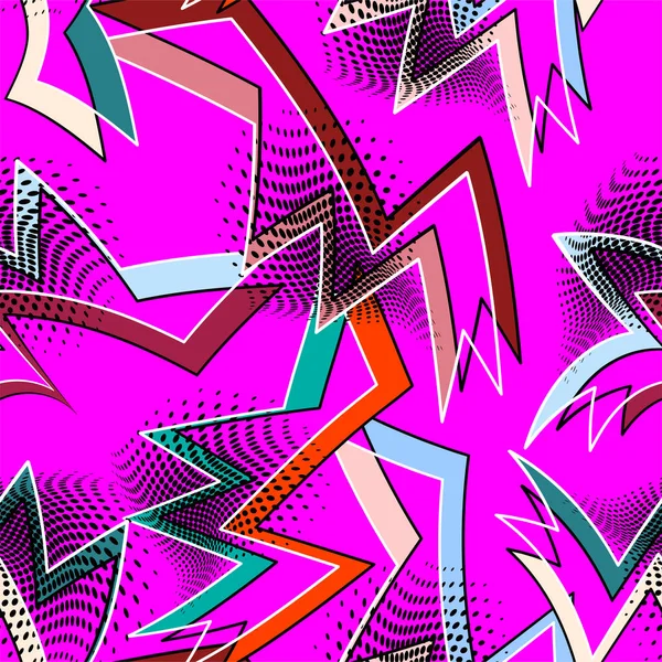 Abstract Geometrie Stedelijk Naadloos Patroon Met Gebogen Lijnen Stippen — Stockvector