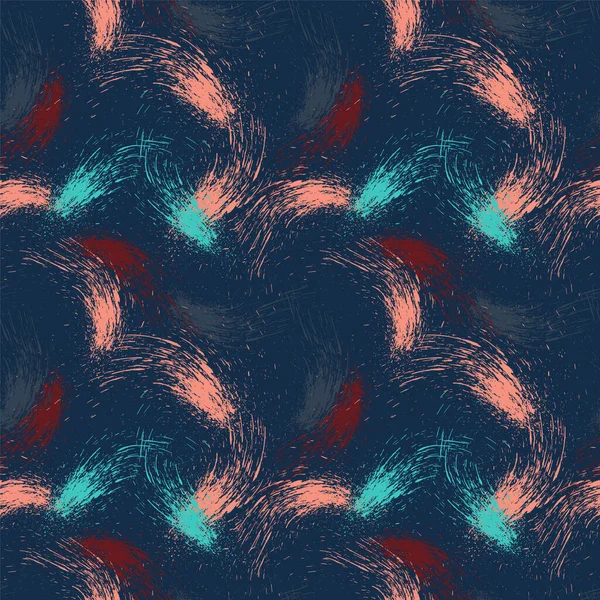 波のグランジブラシストロークと抽象的なシームレスパターン — ストックベクタ