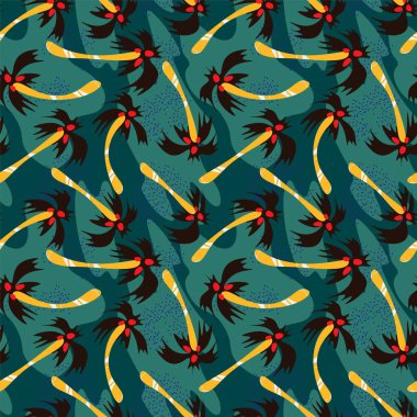  Hindistan cevizli kaotik palmiyelerle kusursuz desen