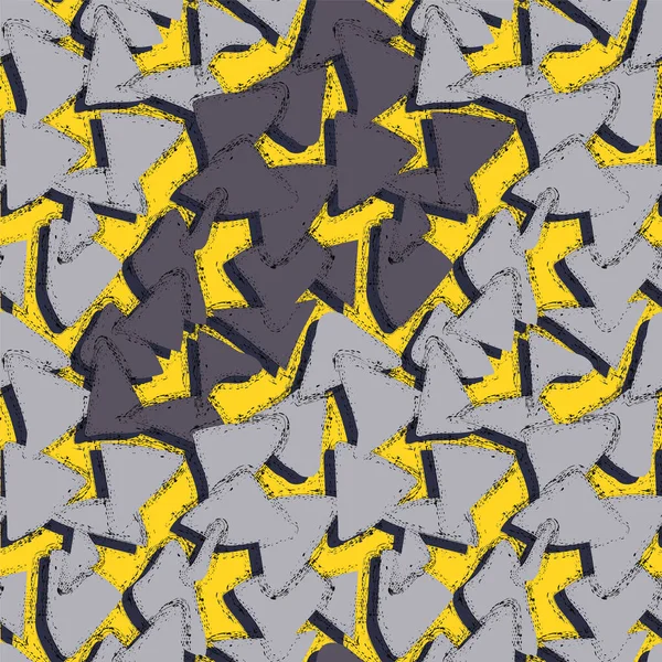 Бесшовный Рисунок Нарисованными Вручную Хаотичными Гранжевыми Треугольниками — стоковый вектор