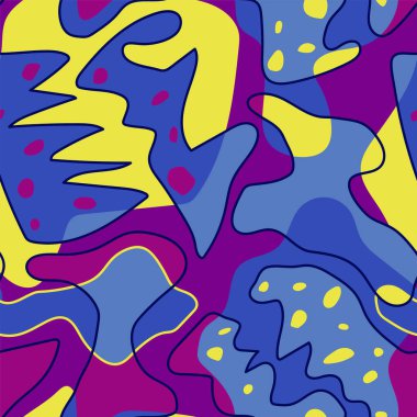  Alışılmadık, el çizimi dalga şekilleri olan soyut, pürüzsüz bir desen.