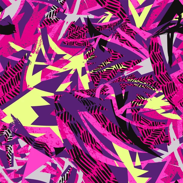 Naadloze Abstracte Stedelijke Patroon Met Gebogen Colorul Geometrie Vormen — Stockvector