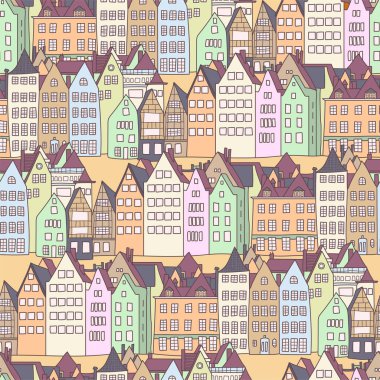 Eski bir Avrupa şehrinin cepheleriyle kusursuz bir düzen. 