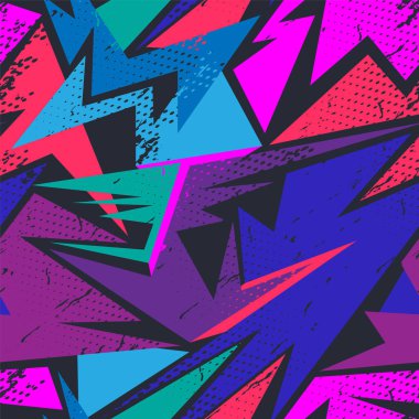 Eğimli üçgen grunge elementleri ile kusursuz soyut geometri deseni