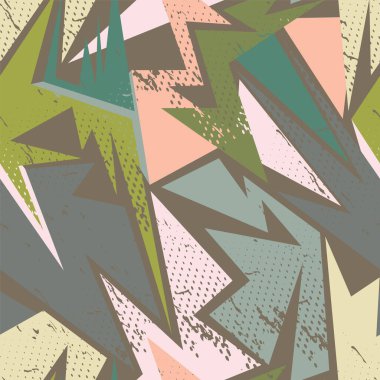 Eğimli üçgen grunge elementleri ile kusursuz soyut geometri deseni