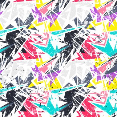 Eğimli üçgen grunge elementleri ile kusursuz soyut geometri deseni