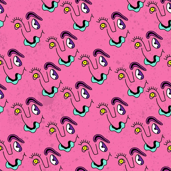 Kusursuz, soyut, alışılmadık desenler ve tekrar eden yaratıkların yüzleri.