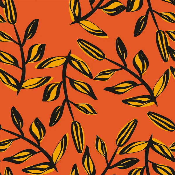 Elle çizilmiş dalları olan kusursuz vektör doğal deseni