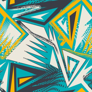 Eğri elementler, grunge dalgaları ve kaotik noktalarla kusursuz soyut kentsel desen