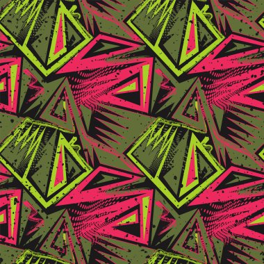 Eğri elementler, grunge dalgaları ve kaotik noktalarla kusursuz soyut kentsel desen