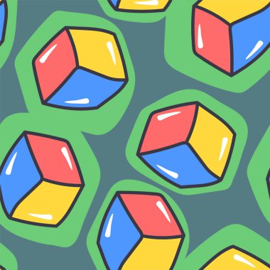 Kaotik elle kusursuz desen çizilmiş 3d küpleri