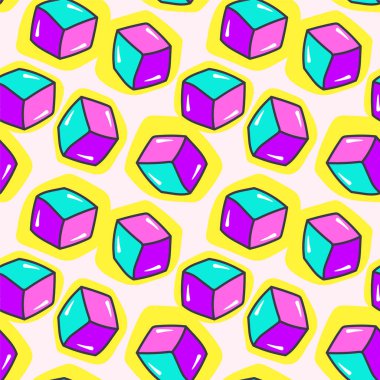 Kaotik elle kusursuz desen çizilmiş 3d küpleri