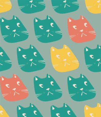 Kıyafet için kedi baskısı. Sevimli kedilerle kusursuz desen