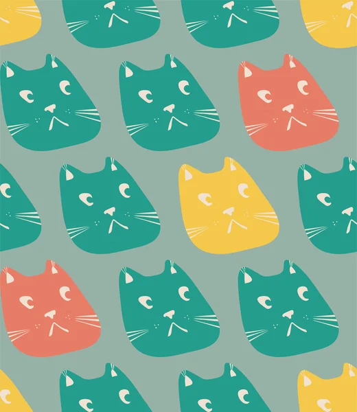 Kitty Print Apparel Seamless Pattern Cute Cats — Vector de stock