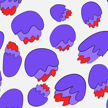 Eşsiz el çizimi çiçek elementleriyle kusursuz vektör deseni