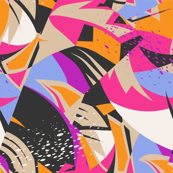 Городской Абстрактный Бесшовный Рисунок Изогнутыми Геометрическими Элементами Точками Спортивного Текстиля — стоковый вектор