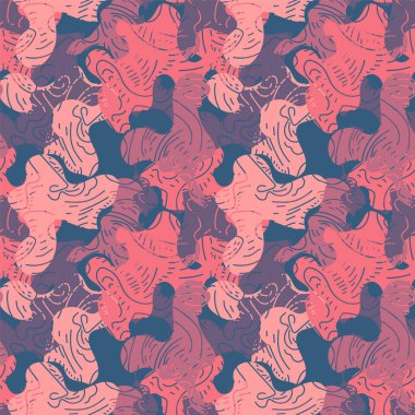 El çizimi dalga şekilleri ve kaotik çizgilerle soyut ve benzersiz dekoratif desen. 