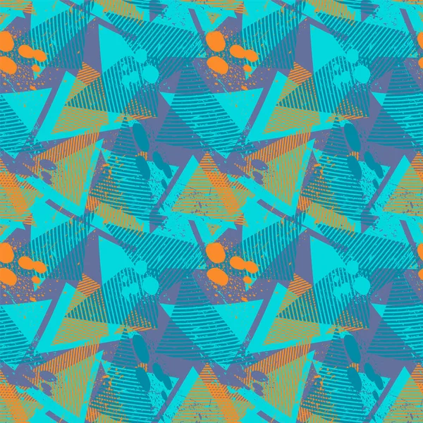 Urban Abstract Creative Pattern Mit Grunge Spots Und Dreieckselementen — Stockvektor