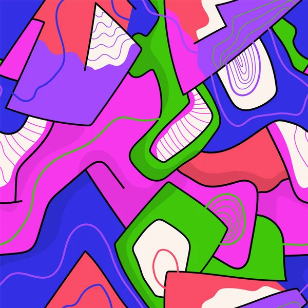 Seamless Vector Abstract Unusual Artwork Wave Creative Patterns — Stok Vektör