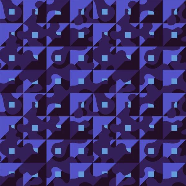 Seamless Pattern Squares Anf Wave Shapes — Stock vektor