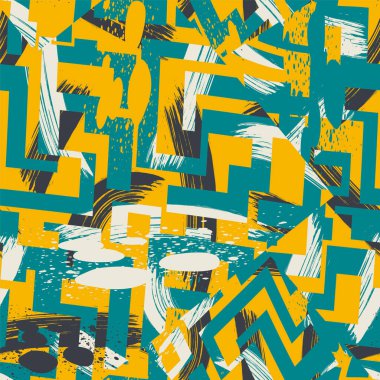 Eğimli geometri elementleri ve grunge noktalarıyla kusursuz desen.