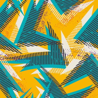 Grunge noktaları ve eğri elementlerle kusursuz soyut kentsel desen